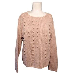 Vintage 90s Weathervane Hand Knit Bauble Sweater Size L Heavy Silky Coquette